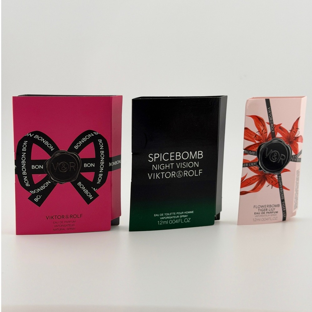 Viktor & Rolf Fragrance Sample Set Flowerbomb Tiger Lily Bonbon Spicebomb 3pc